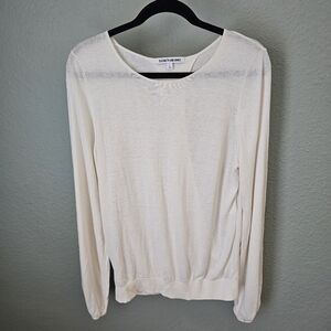 Elizabeth & James White Long Sleeve Knit Pullover Sweater Size L Cashemere Blend
